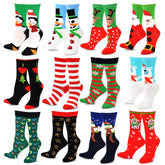 TeeHee Christmas 12-Pack Cotton Socks, Gift Box for Kids (6-8 Years, Christmas)